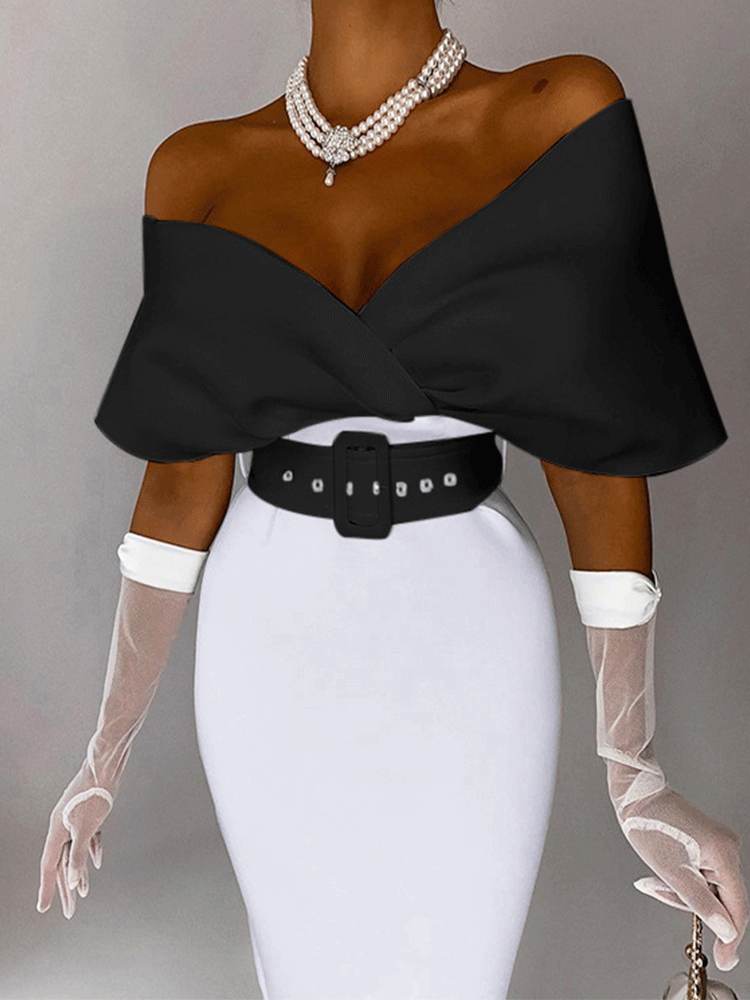 Off Shoulder Bodycon Midi Dress Maxct