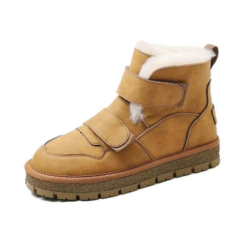 Leather Winter Snow Boots with Wool for Women Maxct