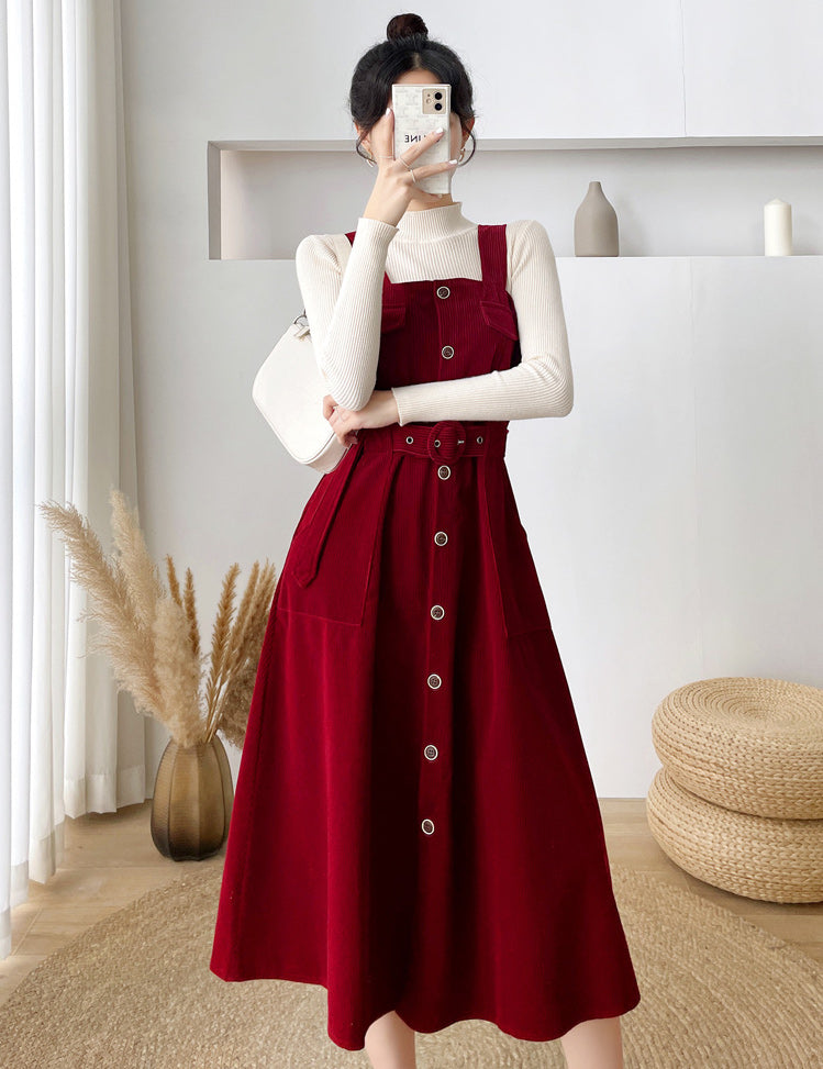 Corduroy Button Up Midi Dress Maxct