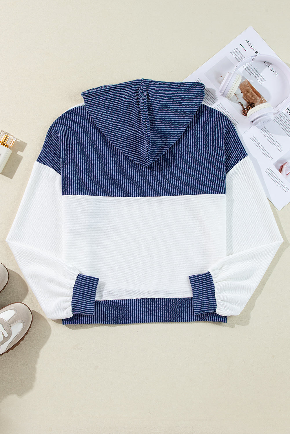 Maxct &Corded Color Block Drawstring Hoodie
