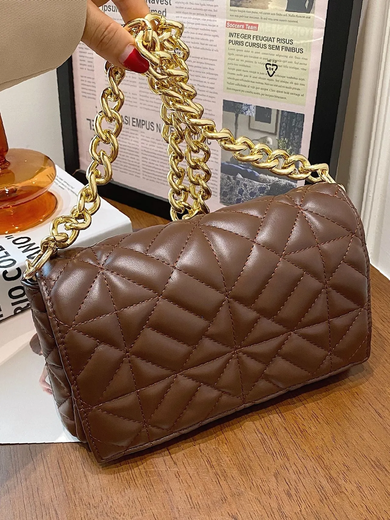 Bag For Love - Minimalist Quilted Flap Square Bag - Women Maxct Bags