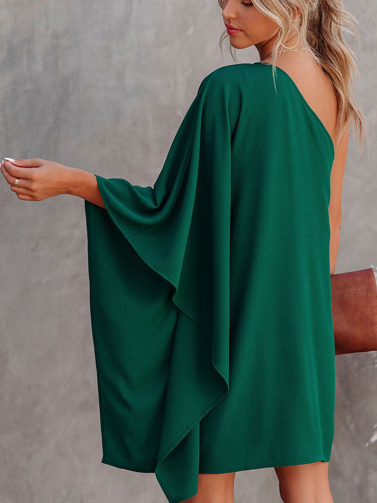 One Shoulder Batwing Sleeve Mini Dress Maxct