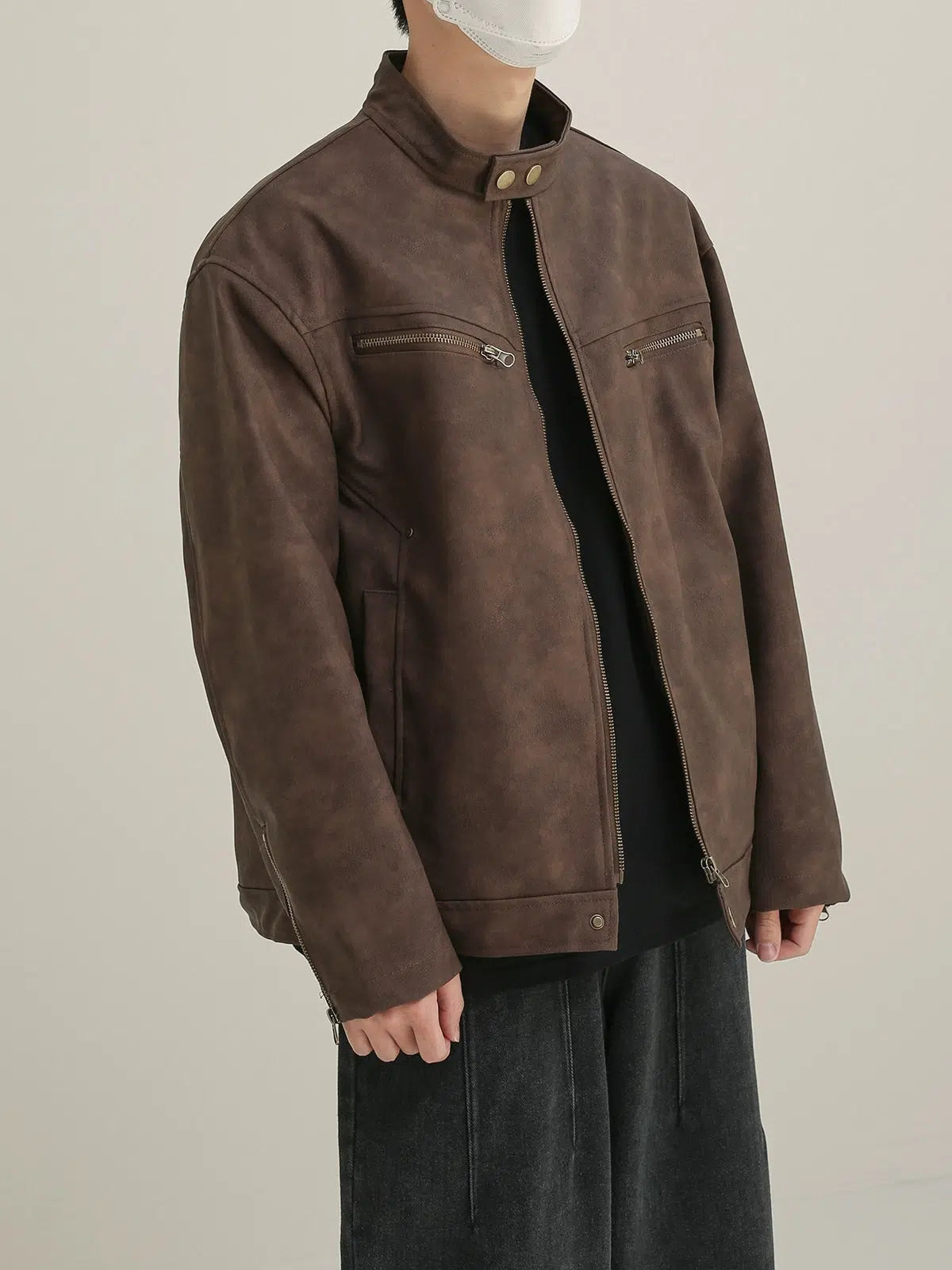Maxct Zip Up Matte Leather Jacket