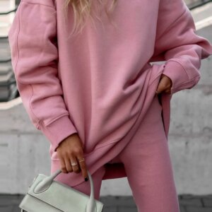 Maxct Solid Crew Neck Sweatshirt Legging Suits