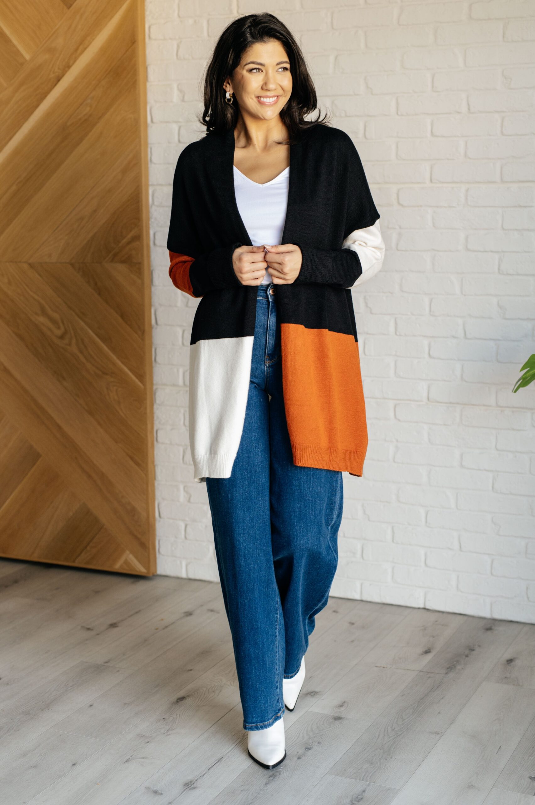 Maxct &Writer's Block Color Block Open Front Cardigan
