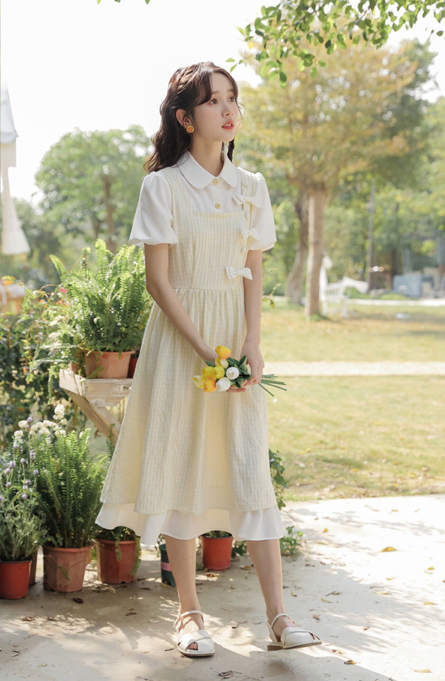 Gingham Bows Twofer Dress Maxct