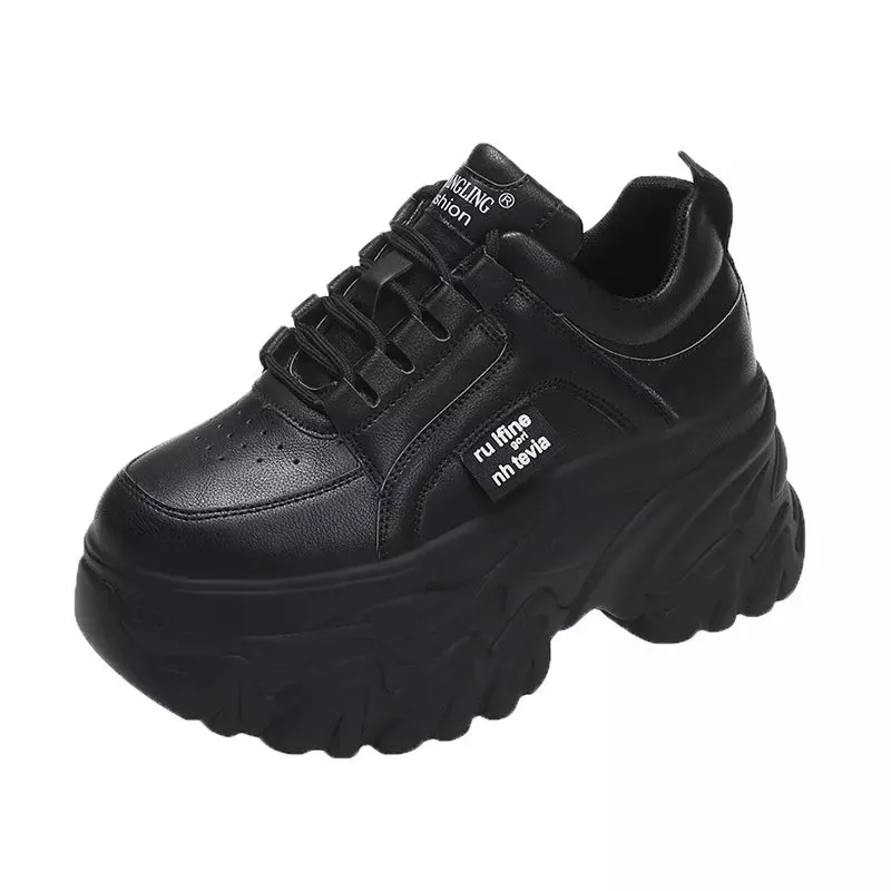 Chunky Platform Sneakers Women Spring Autumn PU Leather Maxct