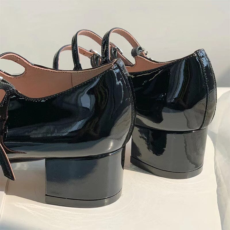 Handmade Mary Jane Shoes 40mm Triple-strap Pumps Block Heel Maxct