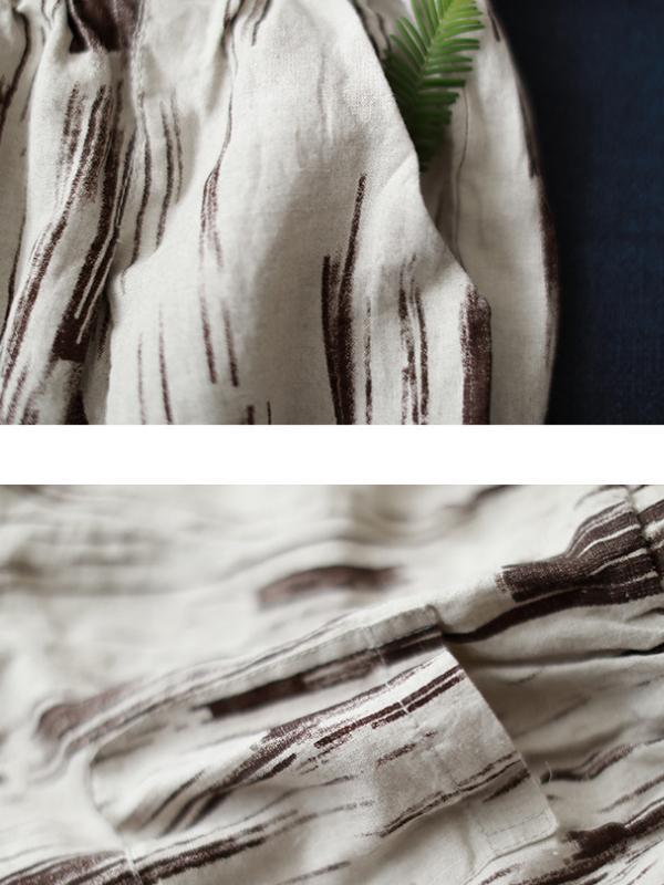 Casual Cotton Linen Striped Wide Leg Harem Pants