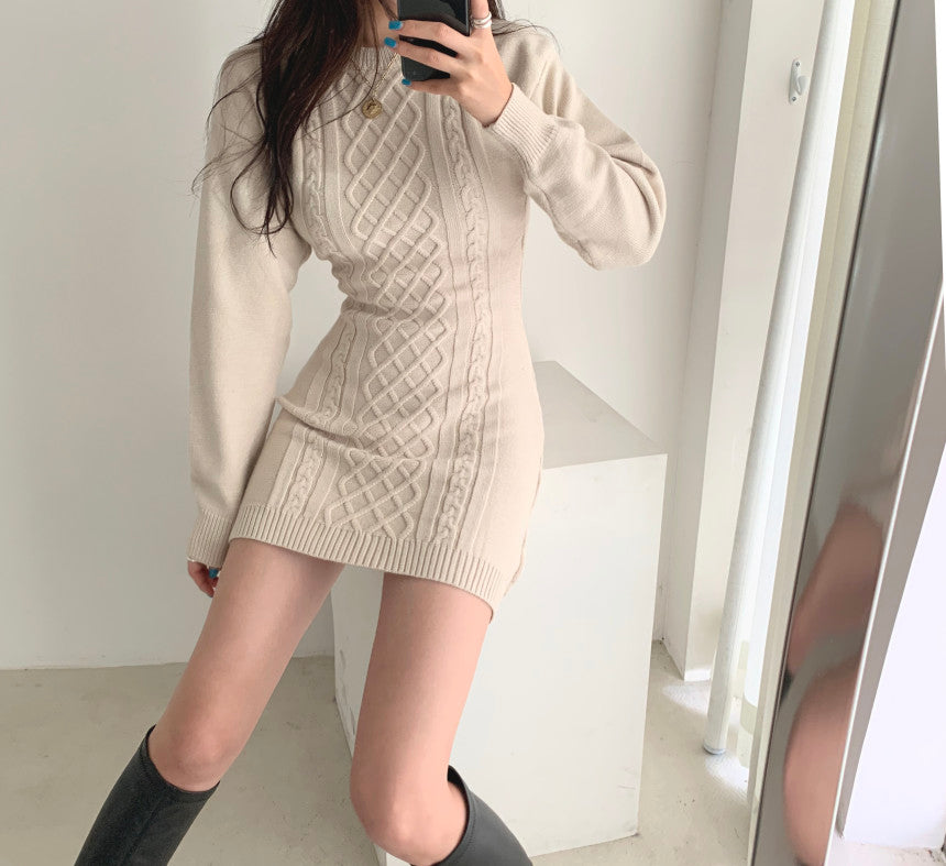 Ribbed Bodycon Mini Sweater Dress Maxct