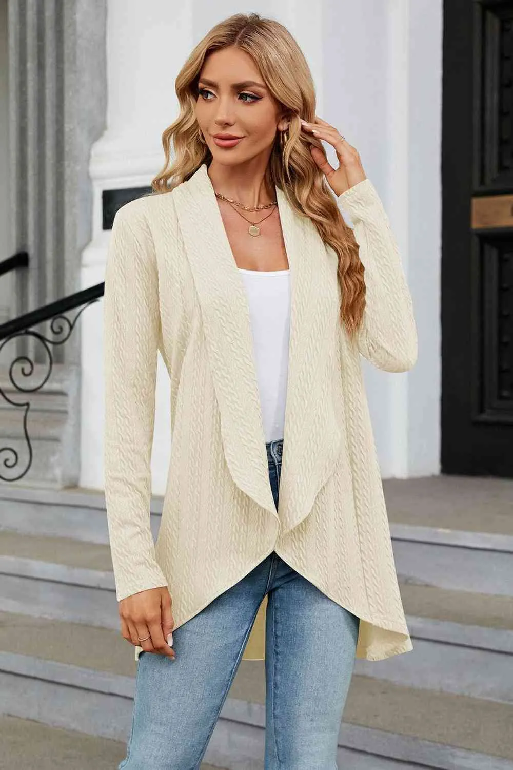 Maxct &Open Front Long Sleeve Cardigan