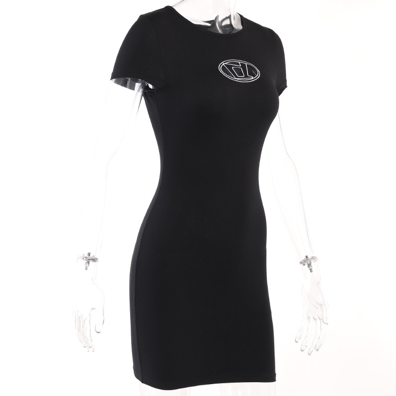 Summer Dress For Women Y2k Clothing Short Sleeve Mini Sexy Streetwear Hollow Out Black Vestido Feminino One Piece Outfits