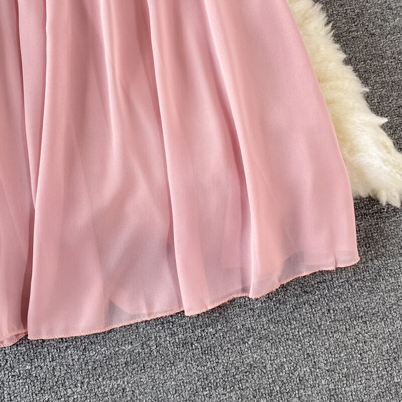 Chiffon Dress Women Sexy Slash Neck Ruffle Robe Elegant Ruffle High Waist Vestidos Female Beach Vacation New
