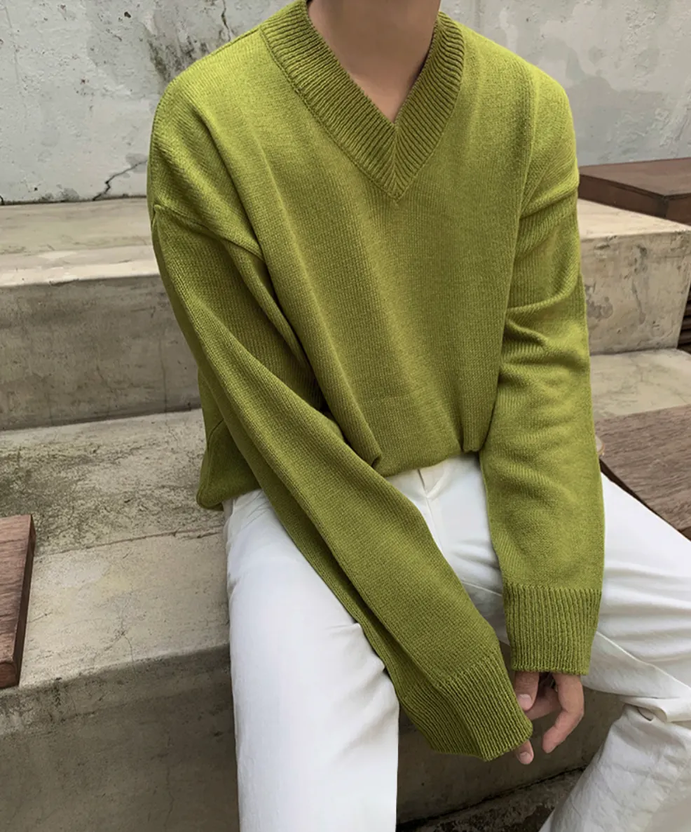 Maxct Green V-Neck Sweater