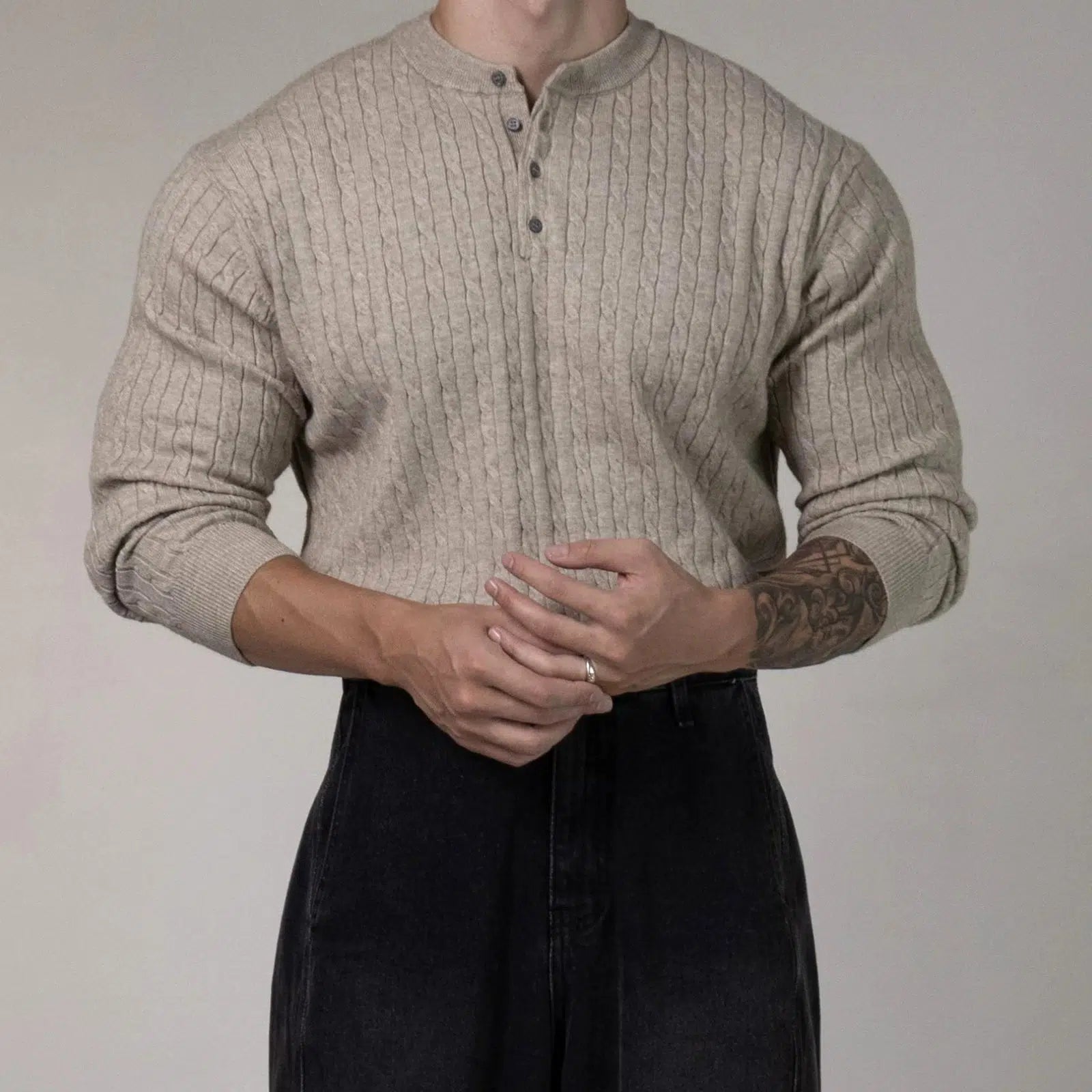 Maxct Bottoming Henry Collar Sweater