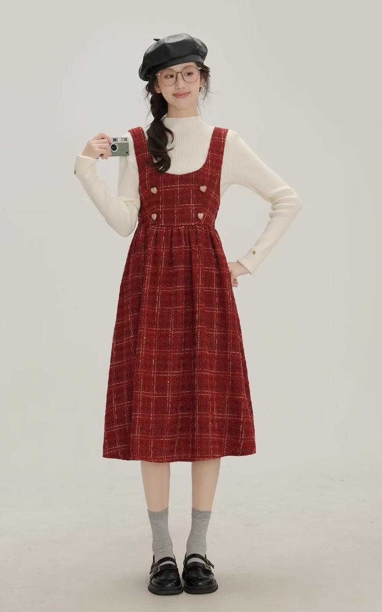 Sweet Apple Pie Plaid Pinafore Dress Maxct - Image 7