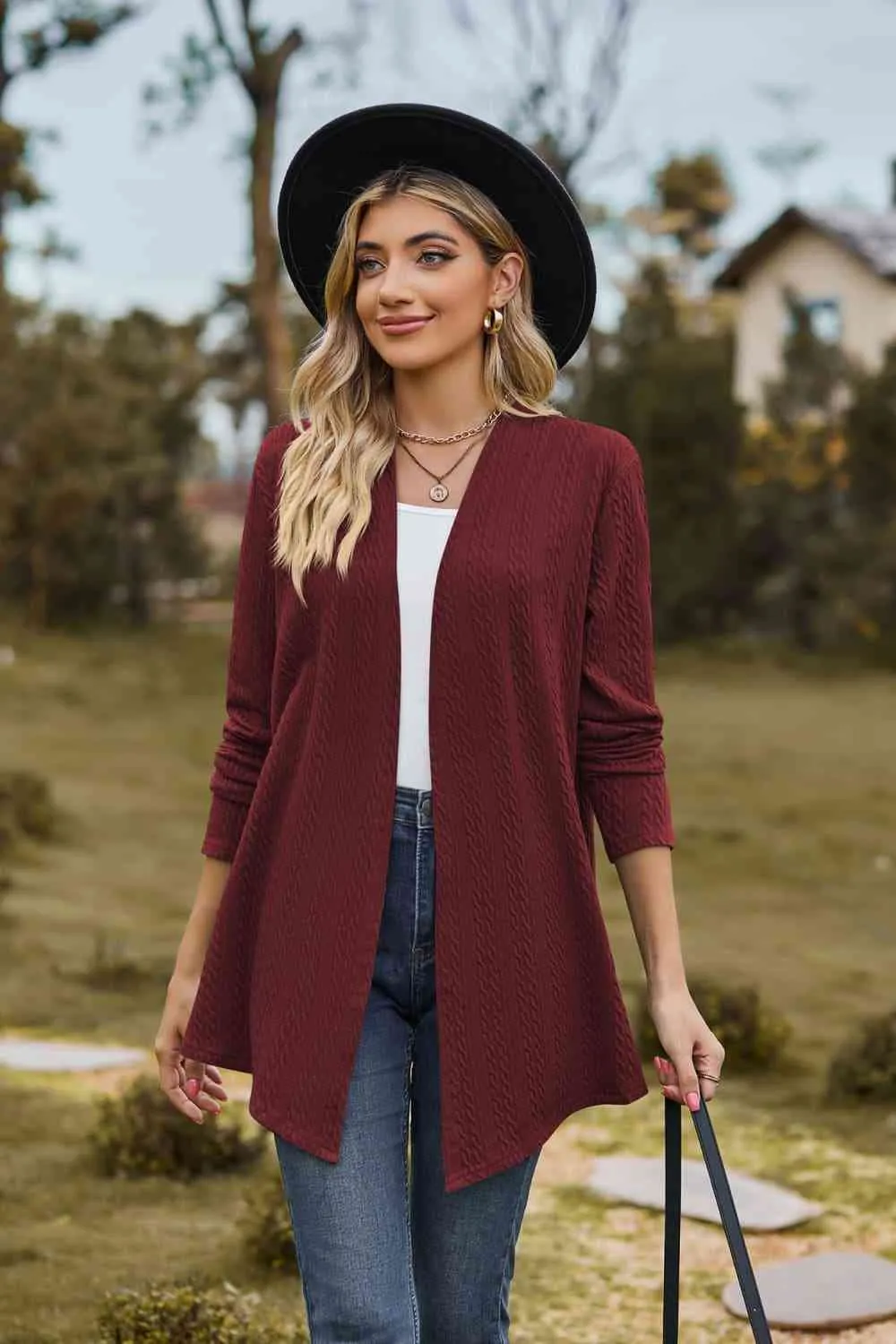 Maxct &Open Front Long Sleeve Cardigan