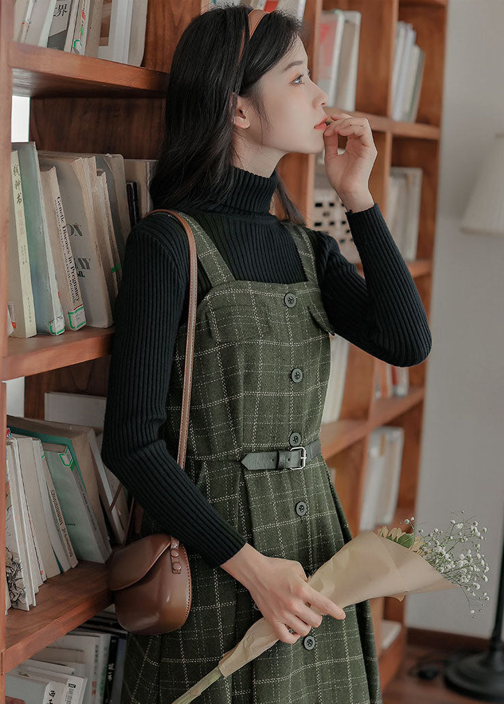 Button Up Plaid Cami Midi Dress Maxct