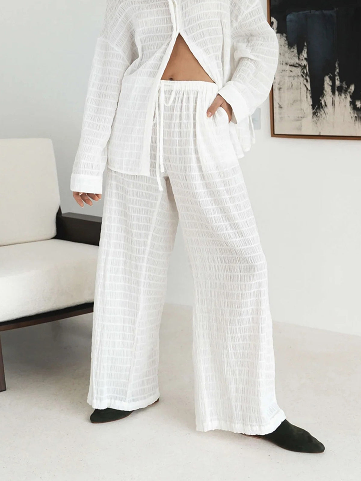 Maxct Sheer Striped Wide Leg Pants