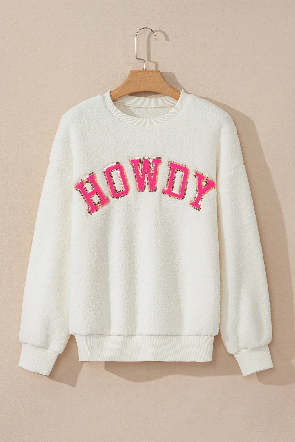 Maxct &HOWDY Patched Round Neck Sherpa Sweatshirt