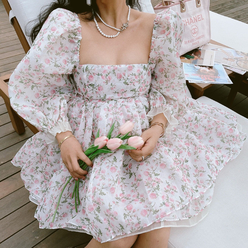 Rose Tea Reversible Mini Puff Dress Maxct