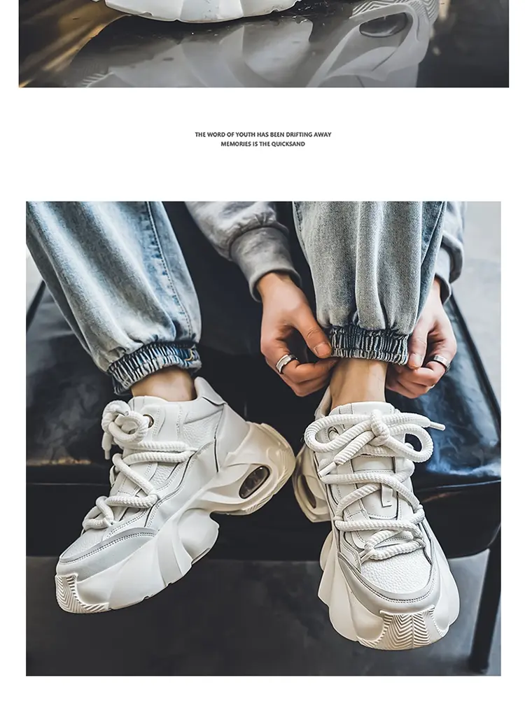 Microfiber Leather Upper Increased Platform Stylish Sneakers