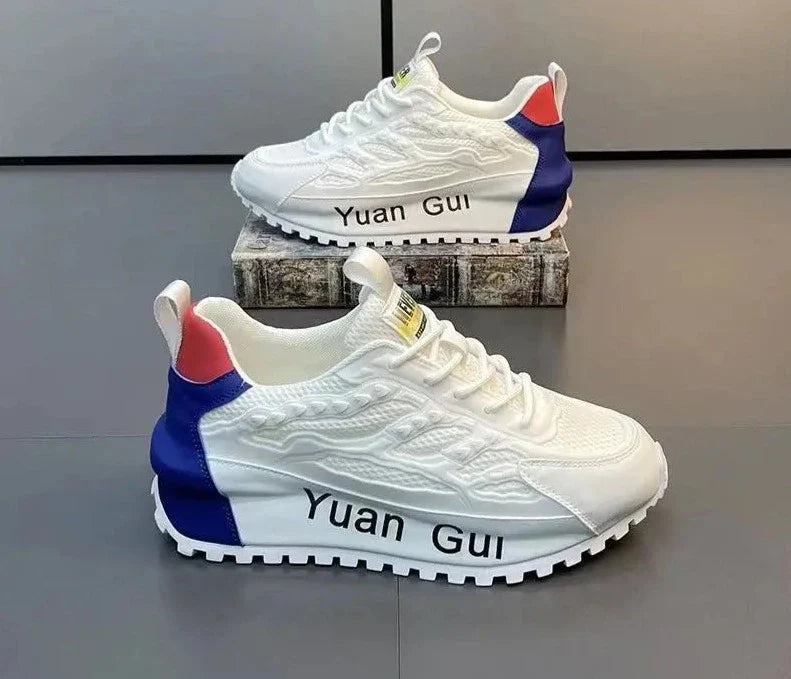 Men's Yuan Gui Platform Trainers Fusion of Leather & Mesh Shoes Maxct