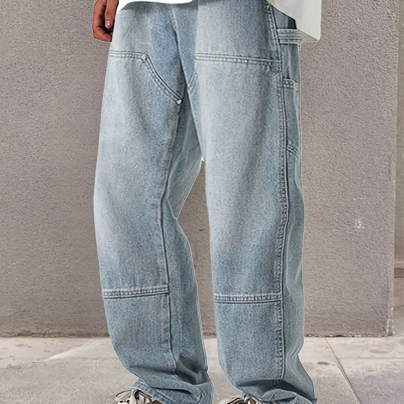 Maxct  Regular Fit Jeans, Men's Casual Street Style Straight Leg Denim Pants For Spring Summer