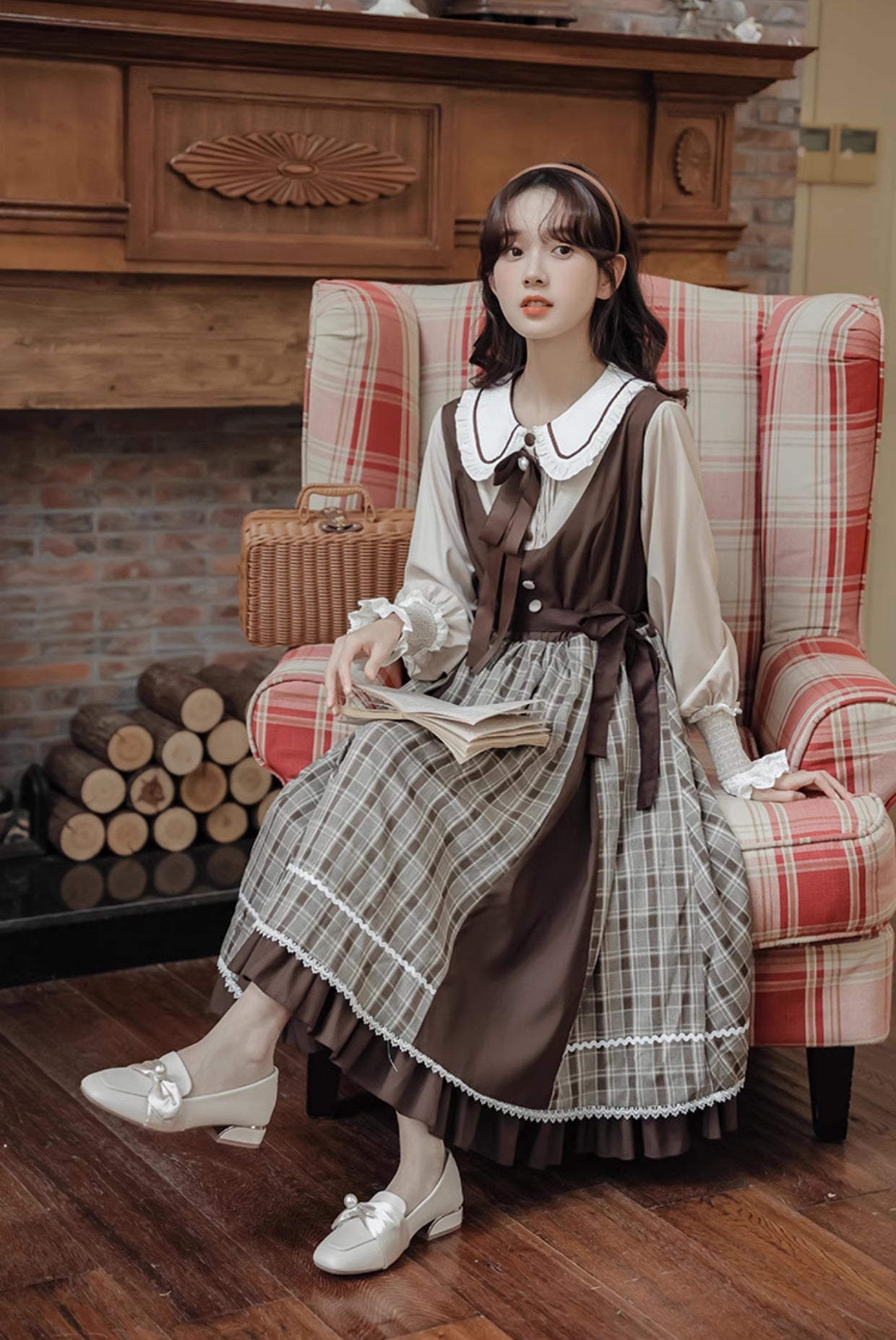 Mocca Plaid Twofer Midi Dress Maxct