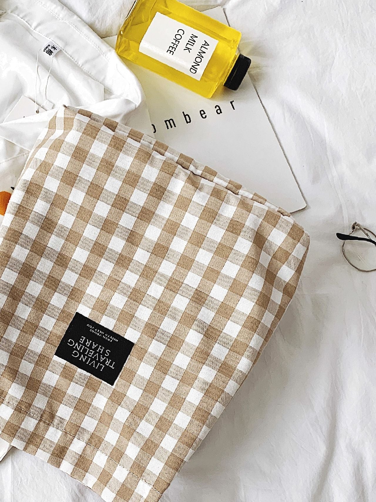 Maxct - Letter Patch Gingham Shopper Bag  - Women Tote Bags