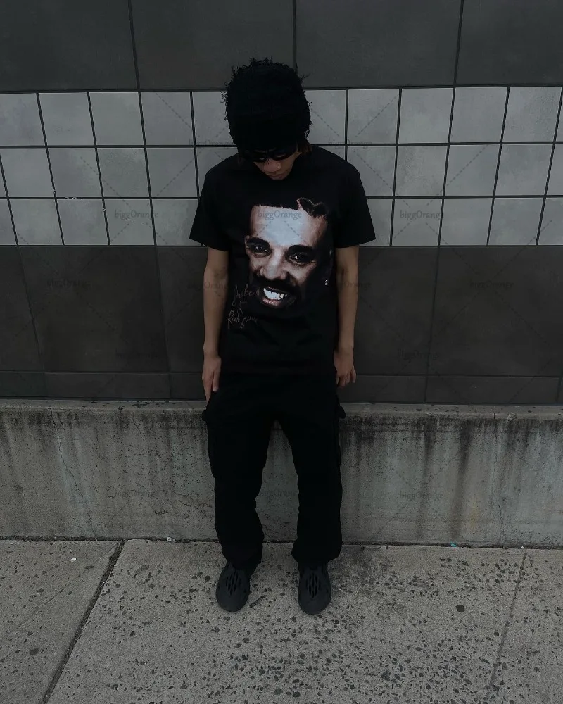 Y2k Retro Hip-hop Trendy Brand Oversized Short-sleeved Women Gothic Punk Style Printed T-shirt Men's Street Versatile Tops Men