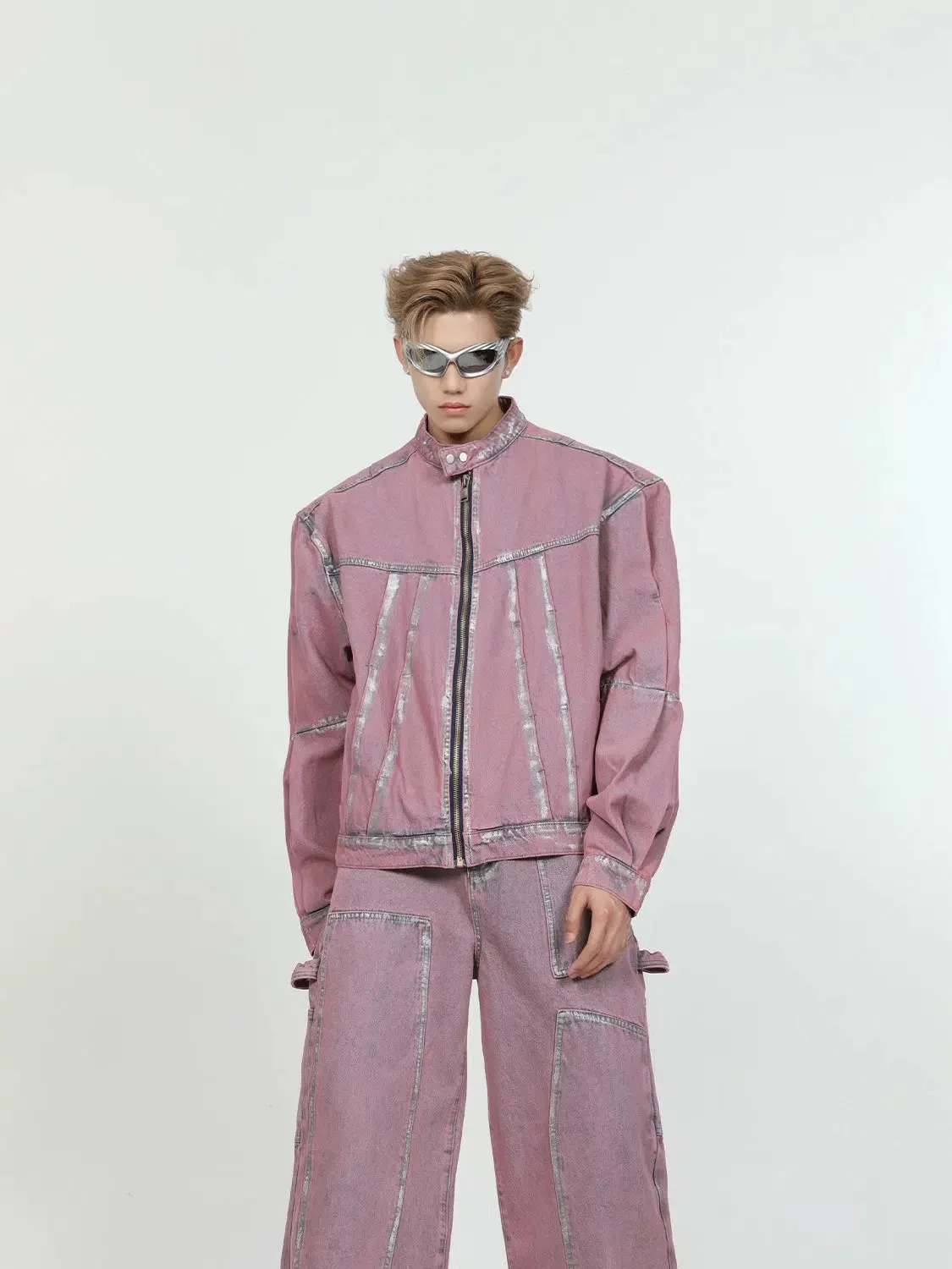Maxct Pink Denim Jacket & Straight-leg Jeans