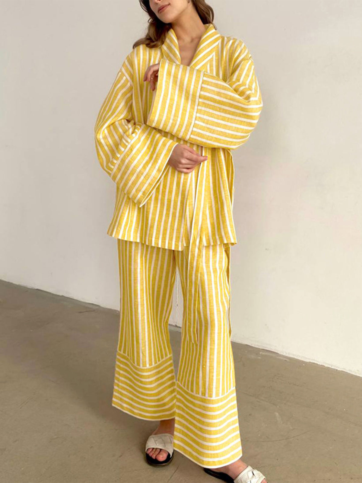Maxct Oversized Knotted Striped Pants Set