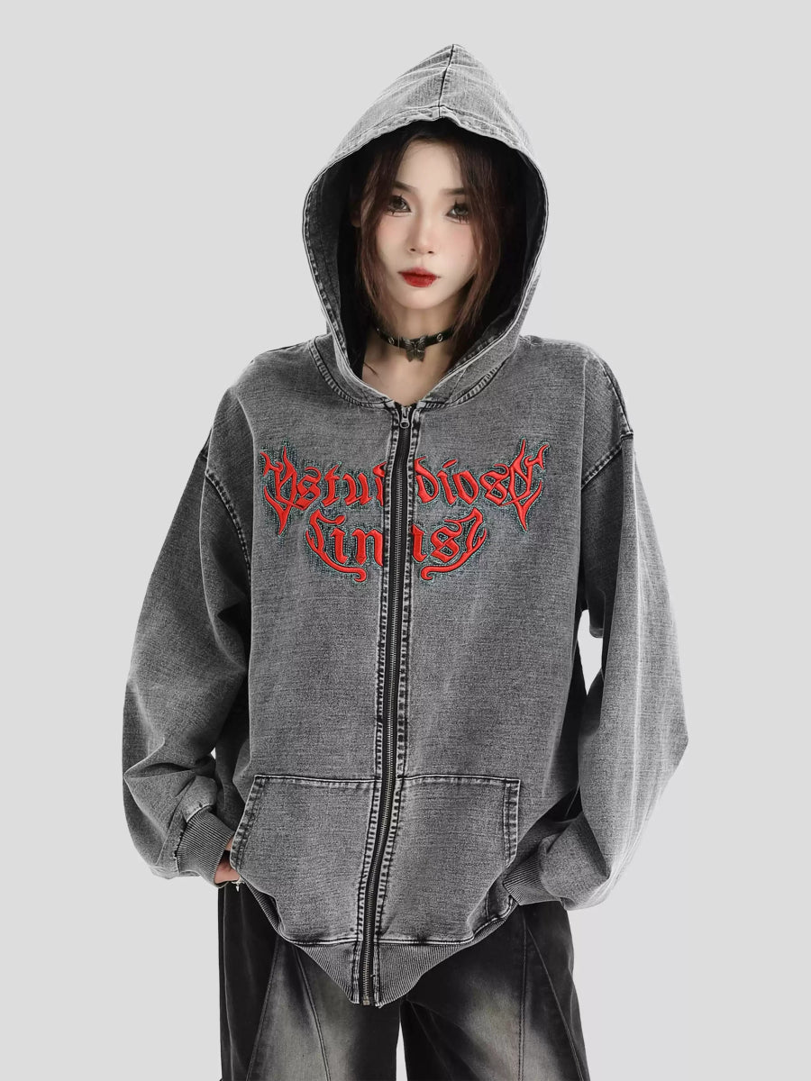 Maxct [Insstudios] Gothic Letter Logo Denim Jacket Na1631