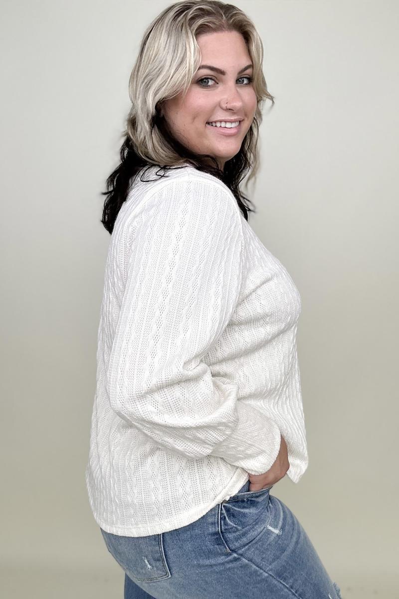 Maxct &Hayden Long Sleeve Cable Knit Top