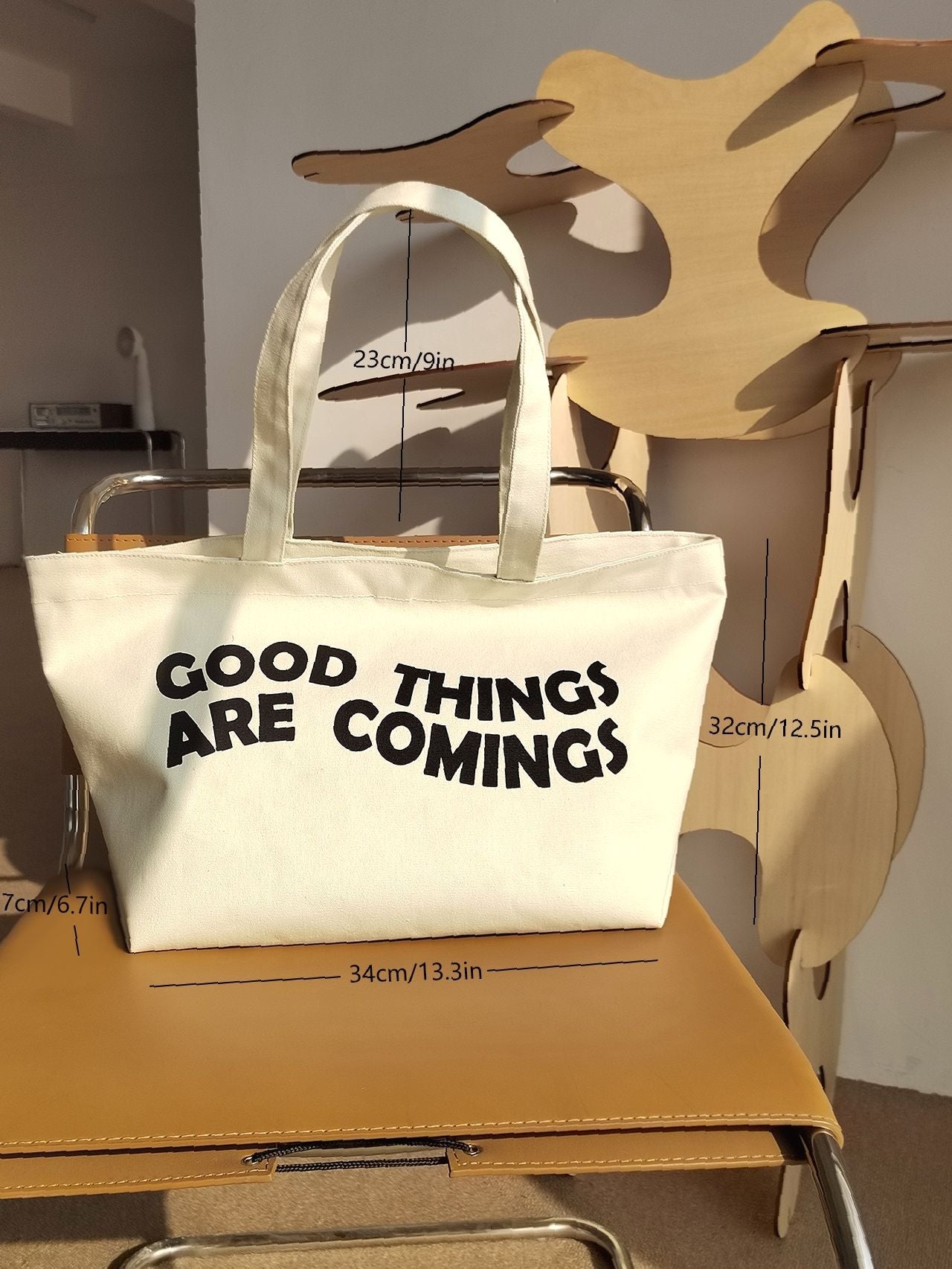 Maxct - Slogan Graphic Large Capacity Shopper Bag  - Women Tote Bags