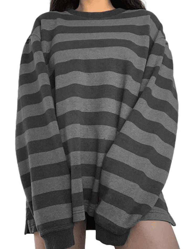 Maxct Vintage Striped Oversized Pullover Sweatshirt