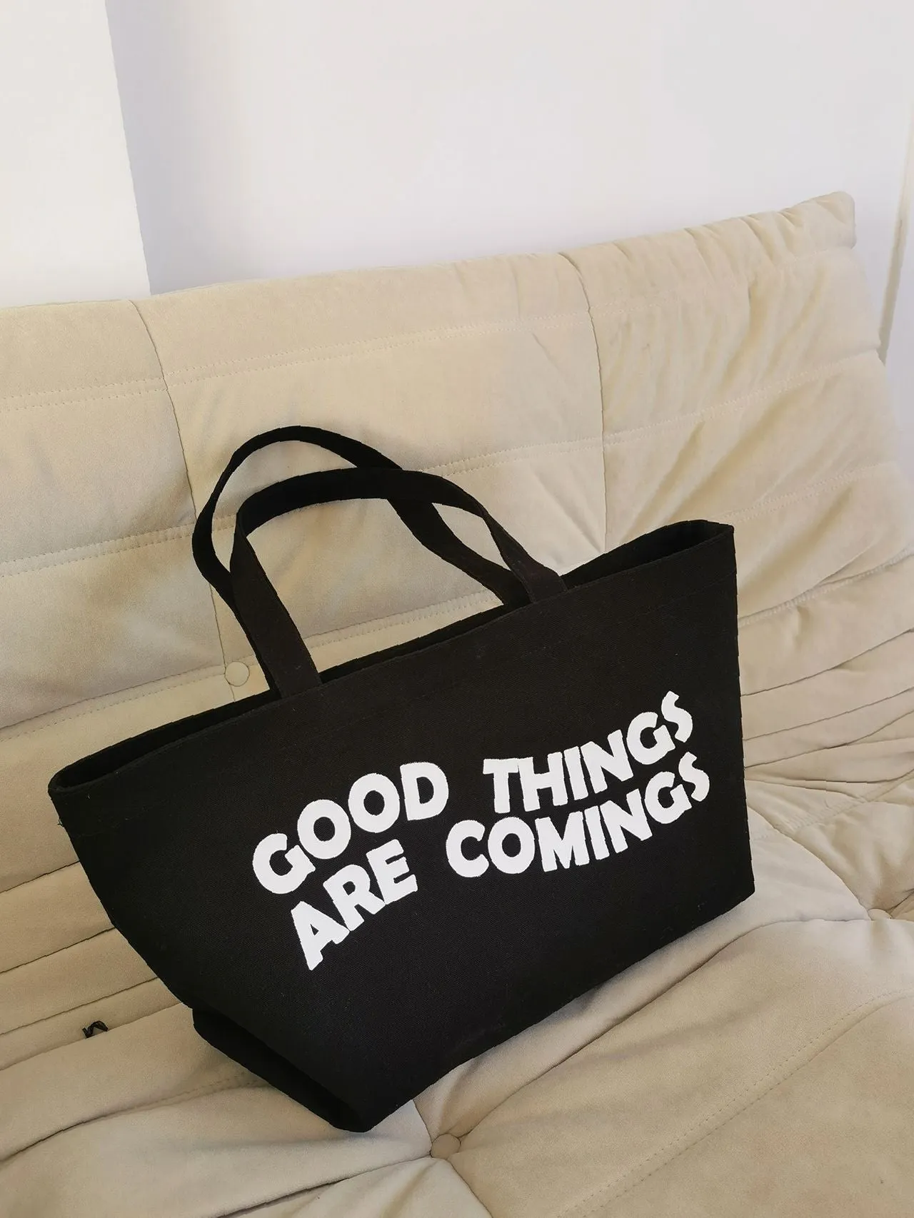Maxct - Slogan Graphic Large Capacity Shopper Bag  - Women Tote Bags