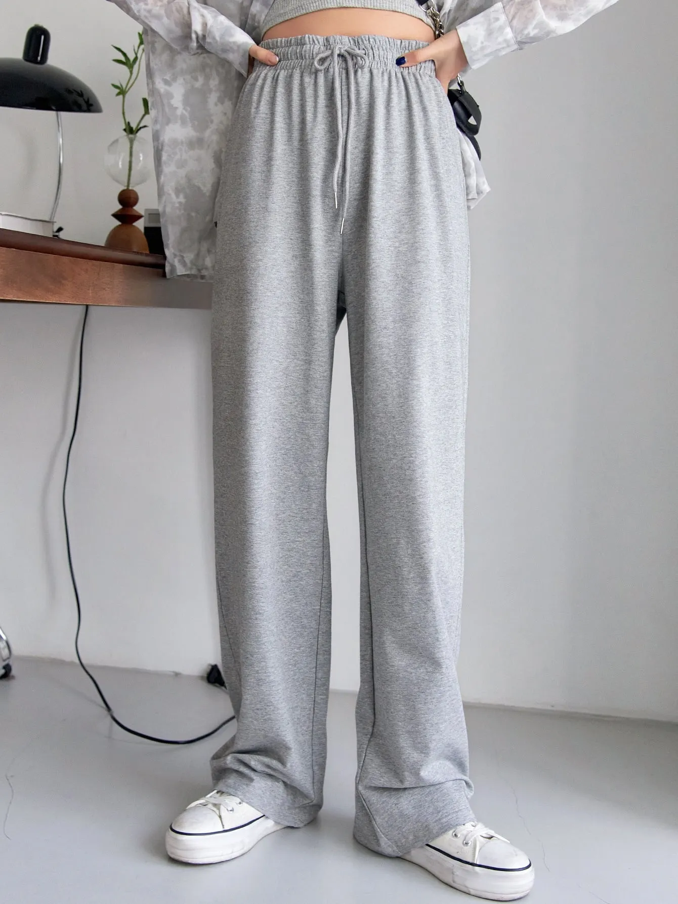 Maxct Drawstring Waist Straight Leg Sweatpants
