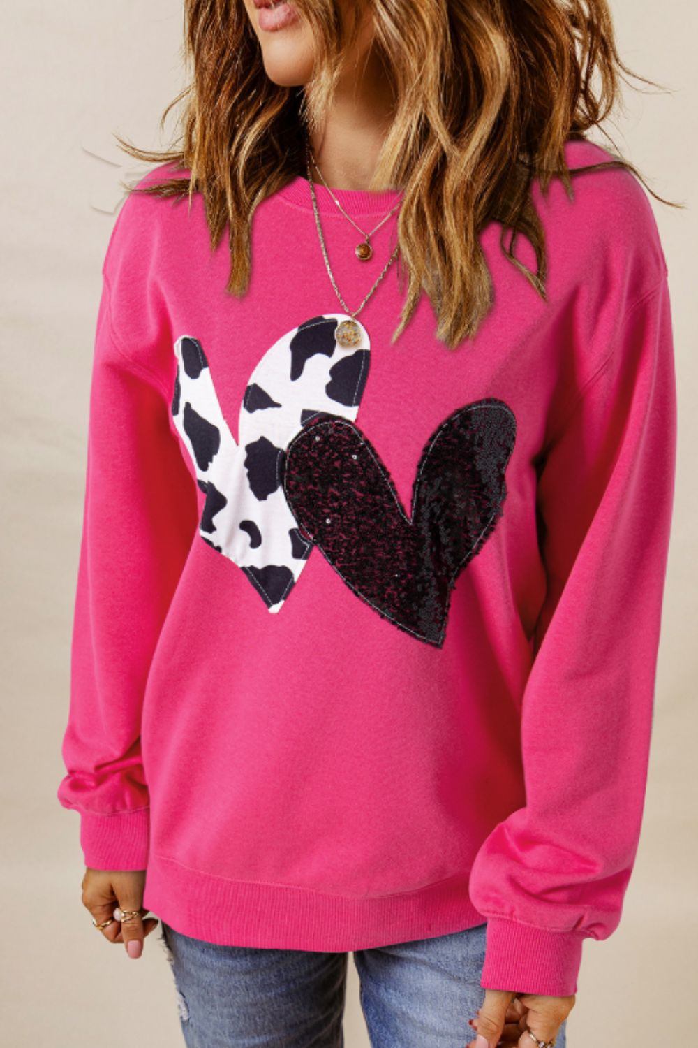 Maxct &Heart Patch Long Sleeve Sweatshirt