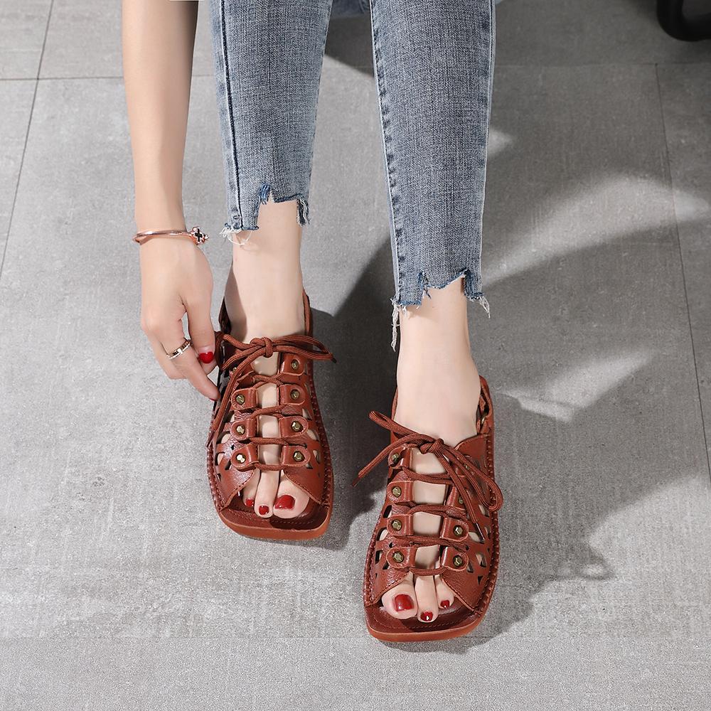 Strappy Sandals Peep Toe Retro Maxct