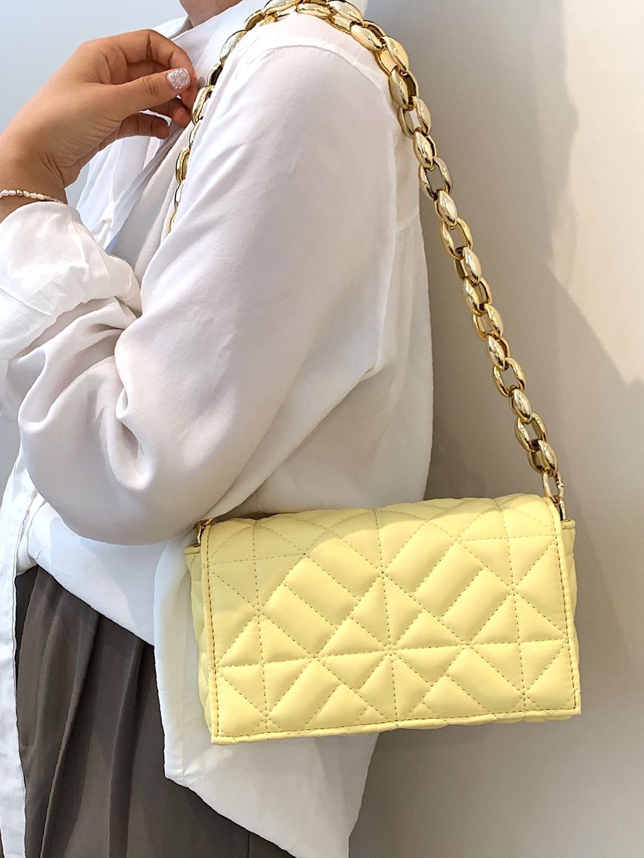 Bag For Love - Minimalist Quilted Flap Square Bag - Women Maxct Bags
