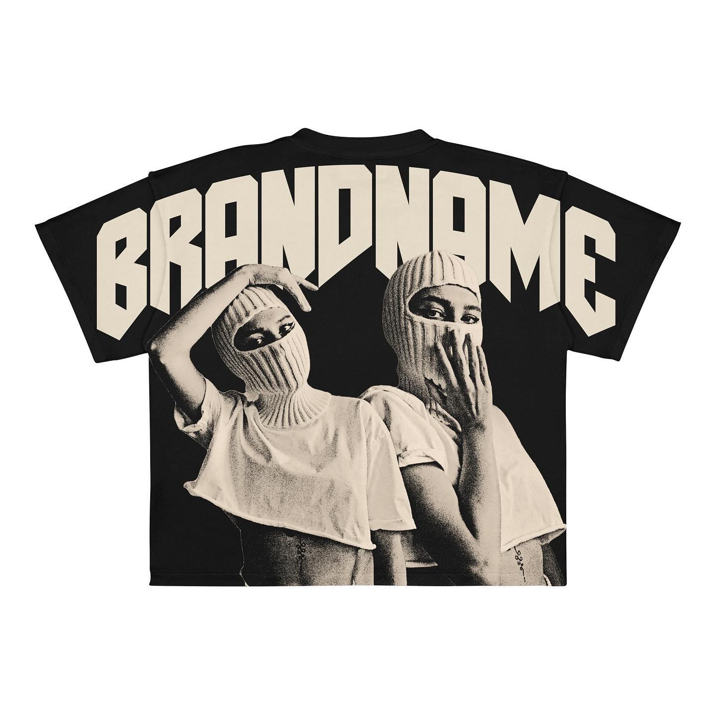 New European and American trendy Gothic print oversized T-shirt men's high street Harajuku hip-hop short-sleeved loose T-shirt