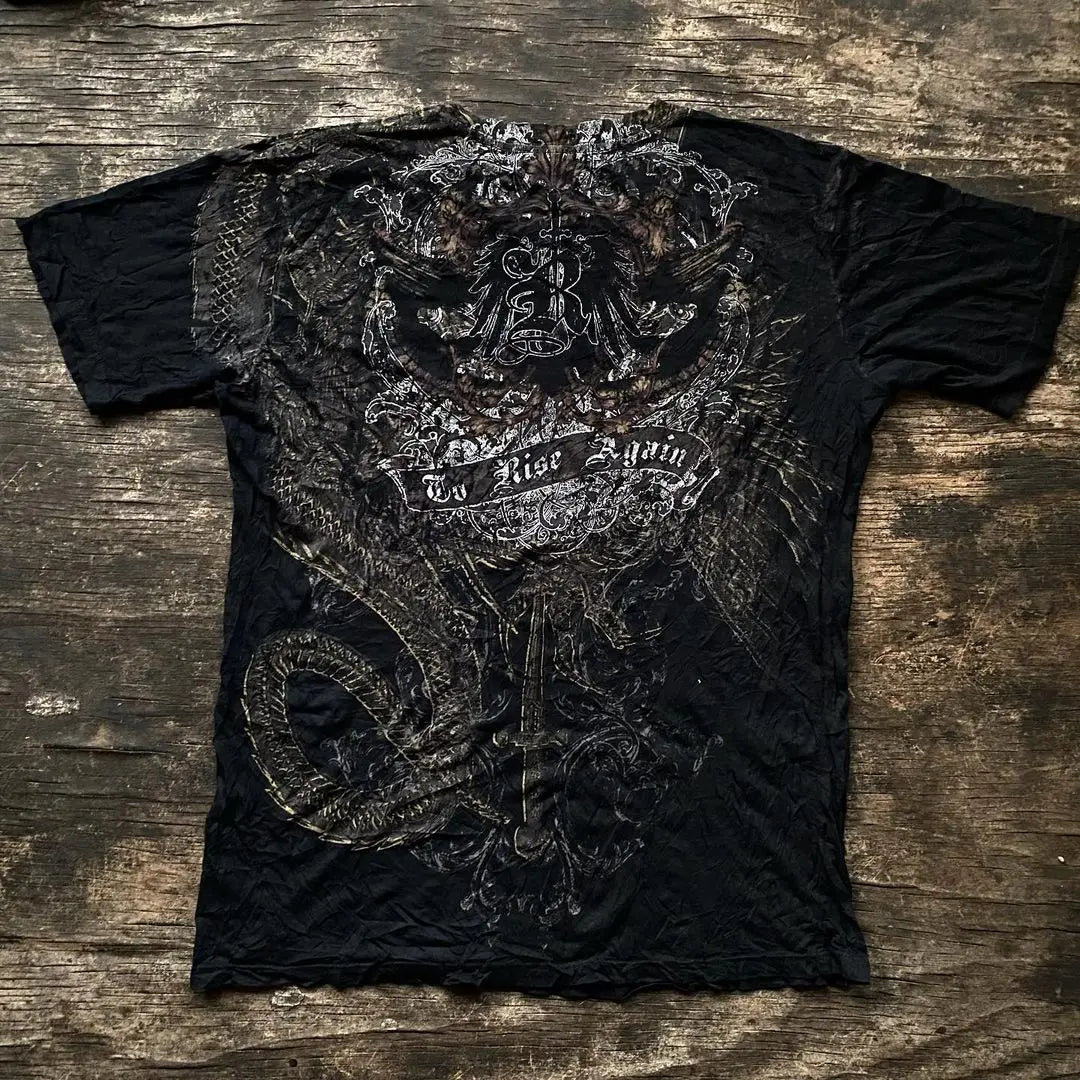 Maxct Women T-shirts Street Gothic Dark Style Vintage Plus Size Loose Casual High Street Print Designs Y2k Summer Hip Hop Clothing Top