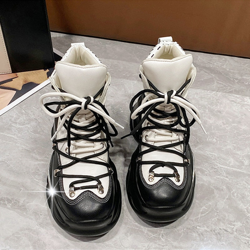 Women's High Platform Motorcycle Boots Maxct
