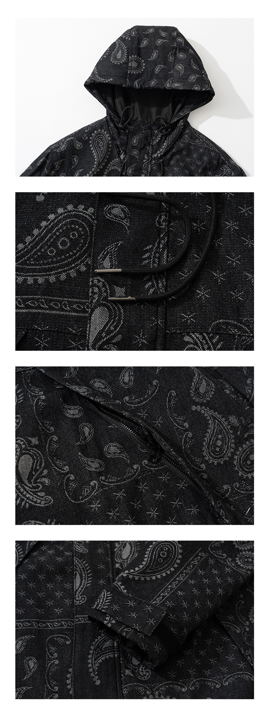 &Paisley Hooded Denim Jacket