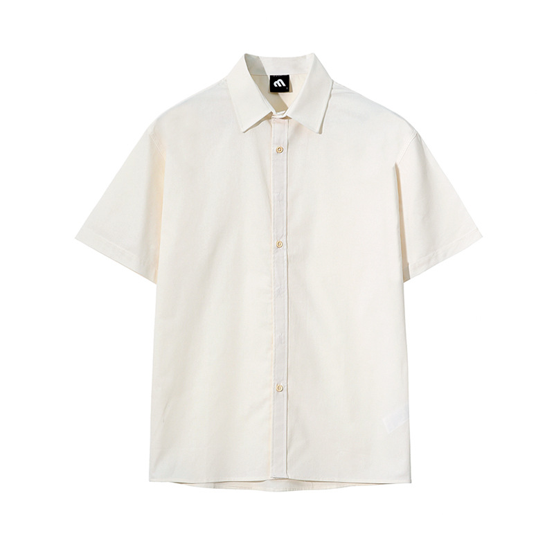 Maxct boy outfits Short Sleeve Shirt Men's Summer Japanese Loose Casual Lapel Solid Color Half Sleeve Shirt