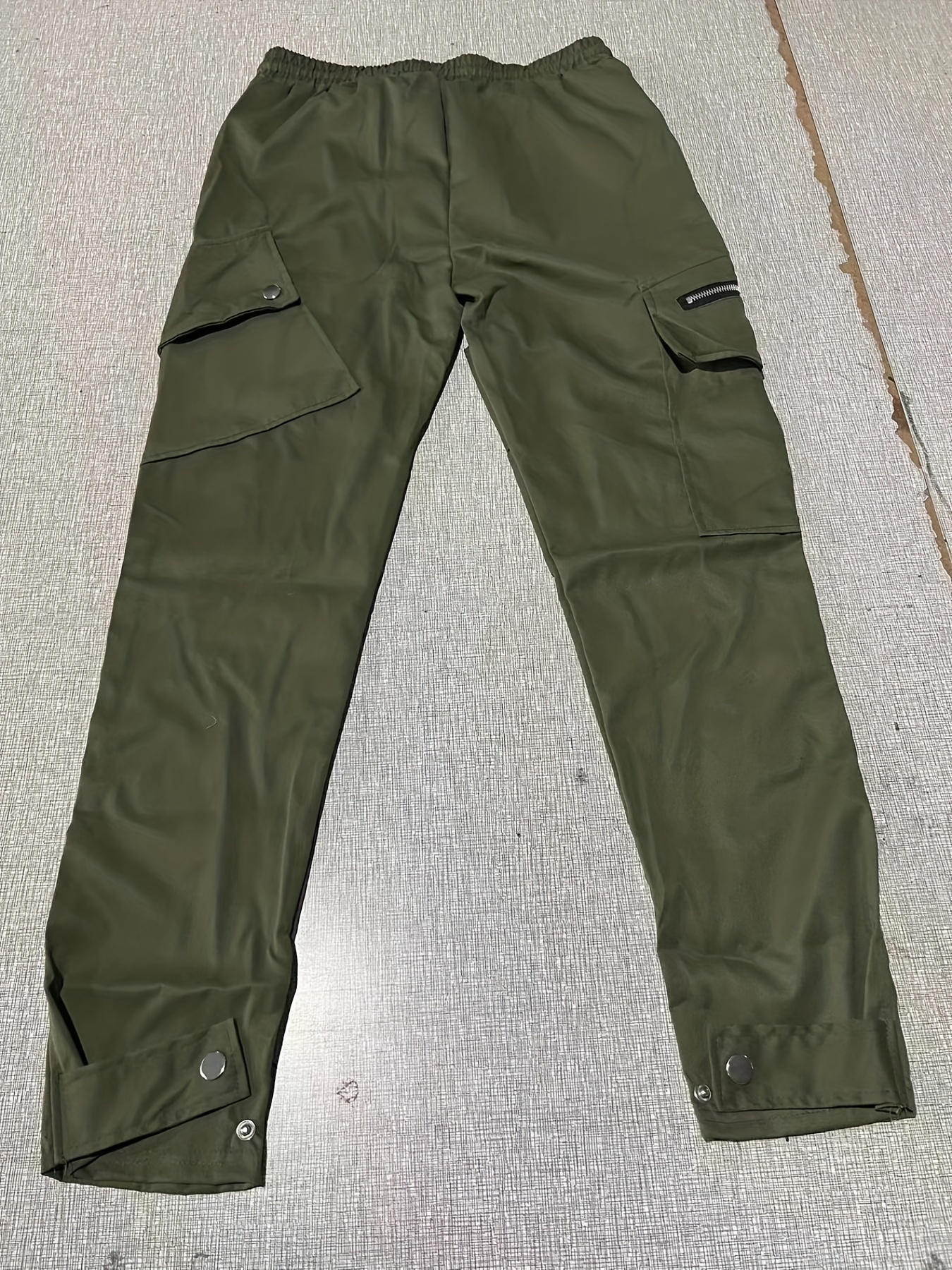 Men's Drawstring Cargo Pants, Zip Pocket Slim Fit Trendy Outdoor Pants, Mens Work Pants, Tactical Pants