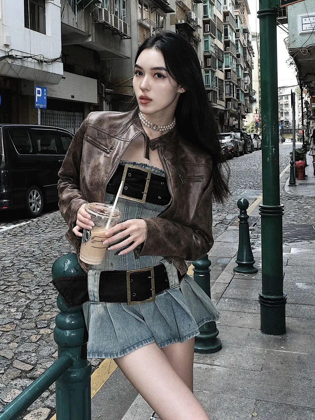 Vintage Y2k Strapless Denim Dress Bodycon Korean Kpop Belt Pleated Mini Dress 2000s Streetwear