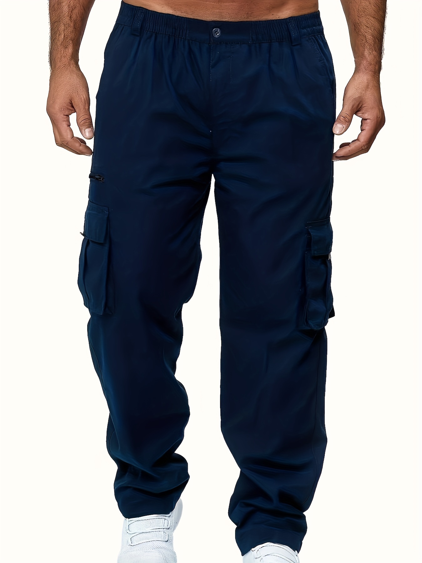 Men's Cargo Pants Casual Loose Fit Straight Leg Pants With Flap Pockets